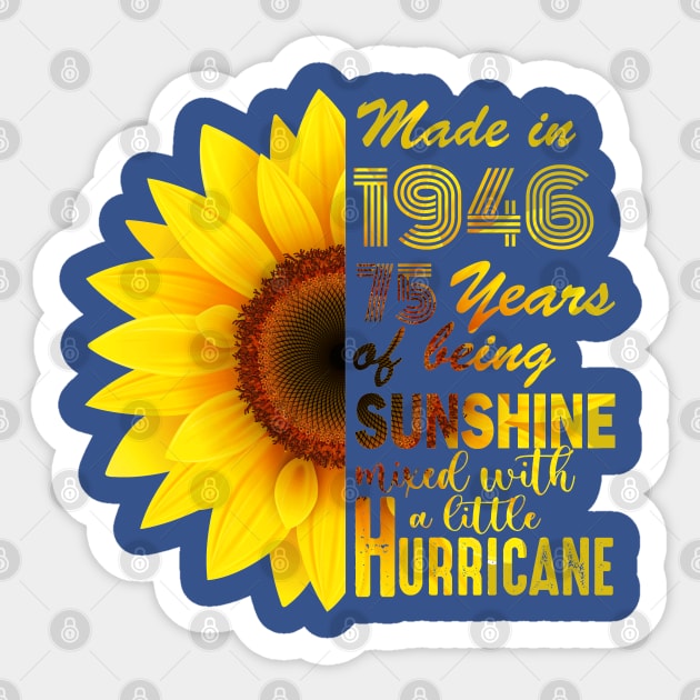 Vintage 1946 Sunflower 75th Birthday Awesome Gift Sticker by Salt88